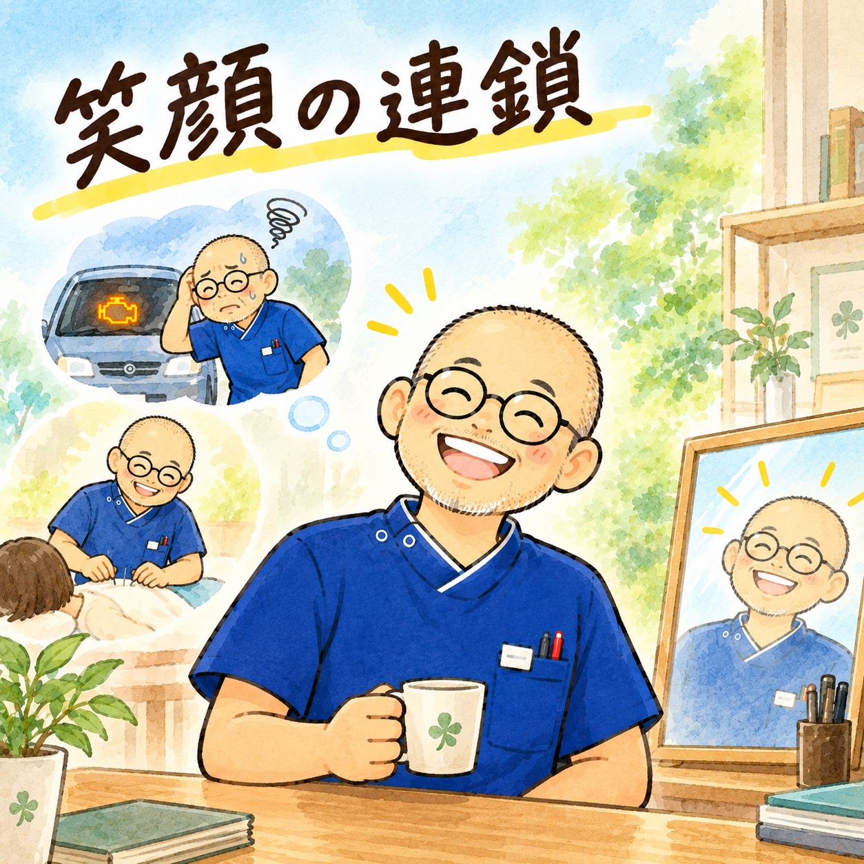 笑顔を作る様子のイメージ